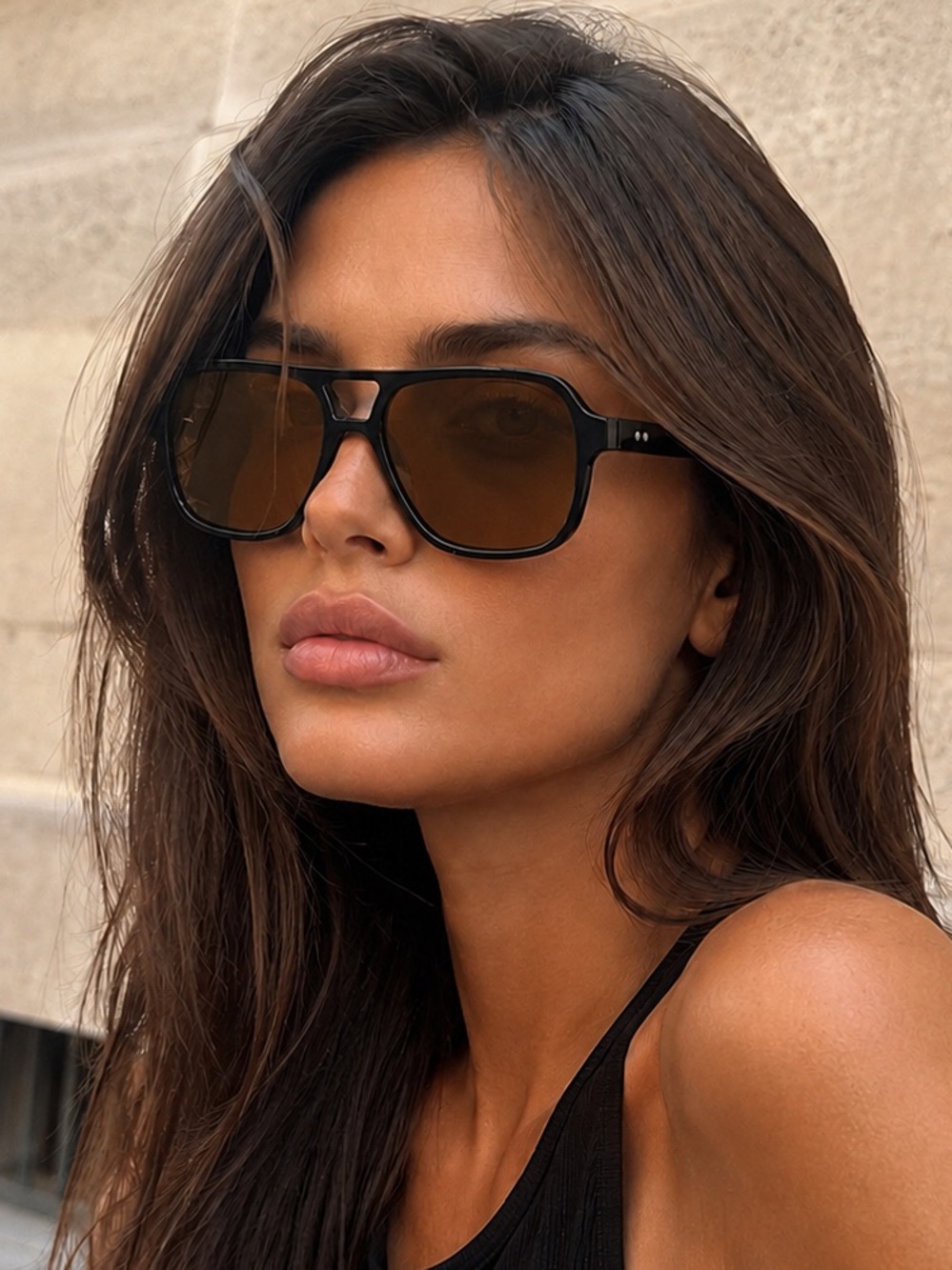 DITA Oversized Aviator Polarized Sunglasses • Black/Brown • Vintage RARE